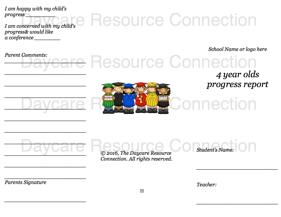 Preschool Printable Daily Reports